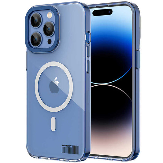 Apple iPhone 14 Pro Max Kılıf M-safe Şarj Özellikli Youngkit Coloured Glaze Serisi Kapak Siyah