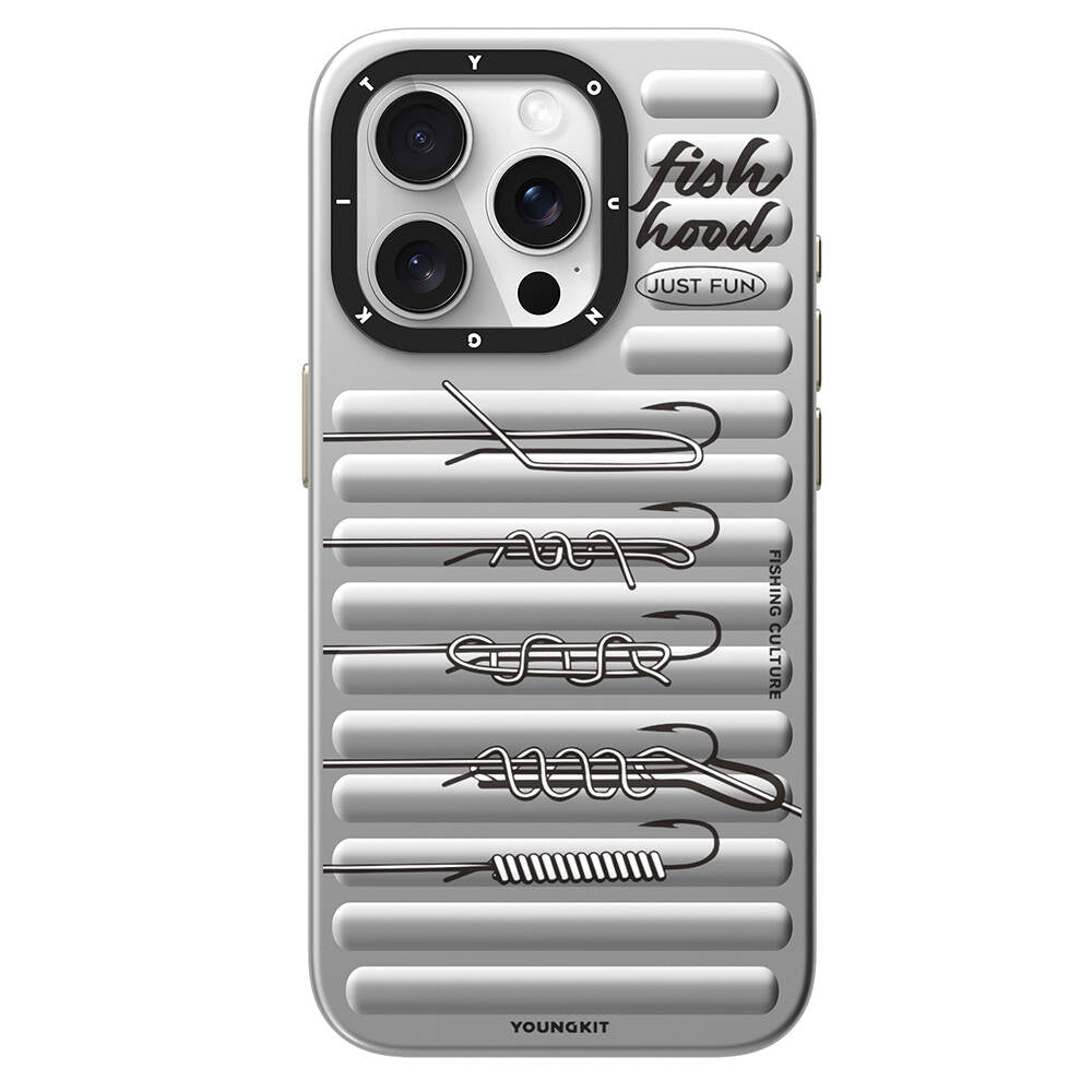 Apple iPhone 14 Pro Max Kılıf M-safe Şarj Özellikli Youngkit Fishing Serisi Kapak Gri