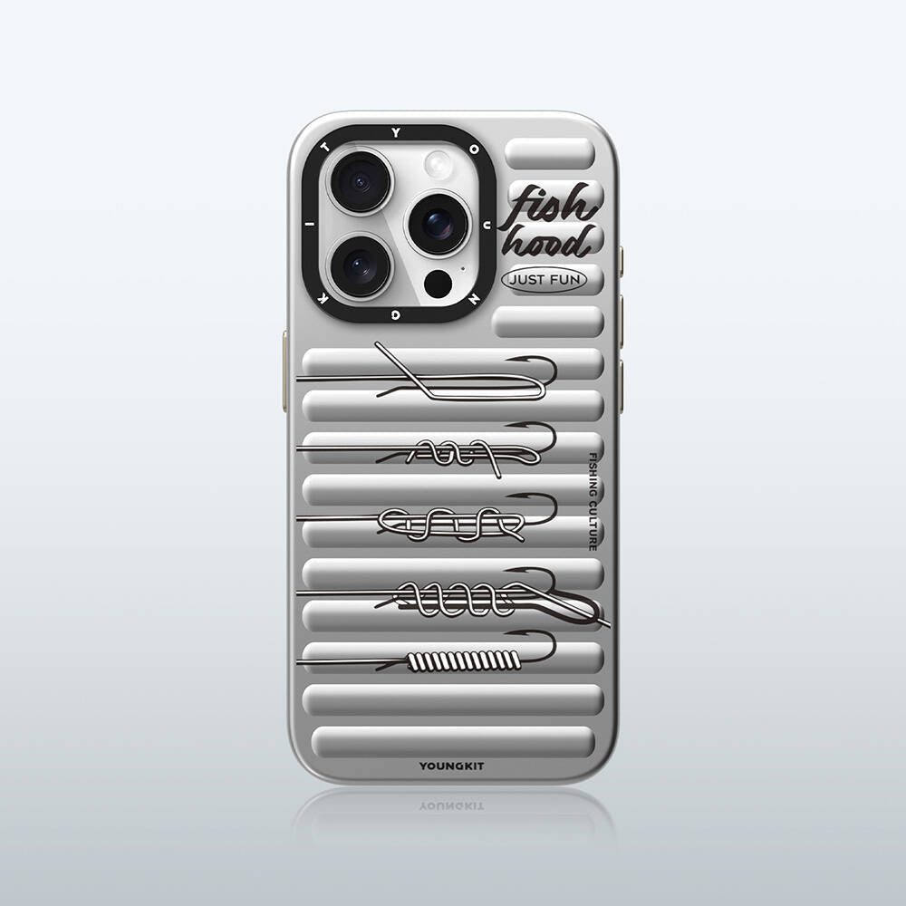 Apple iPhone 14 Pro Max Kılıf M-safe Şarj Özellikli Youngkit Fishing Serisi Kapak Gri