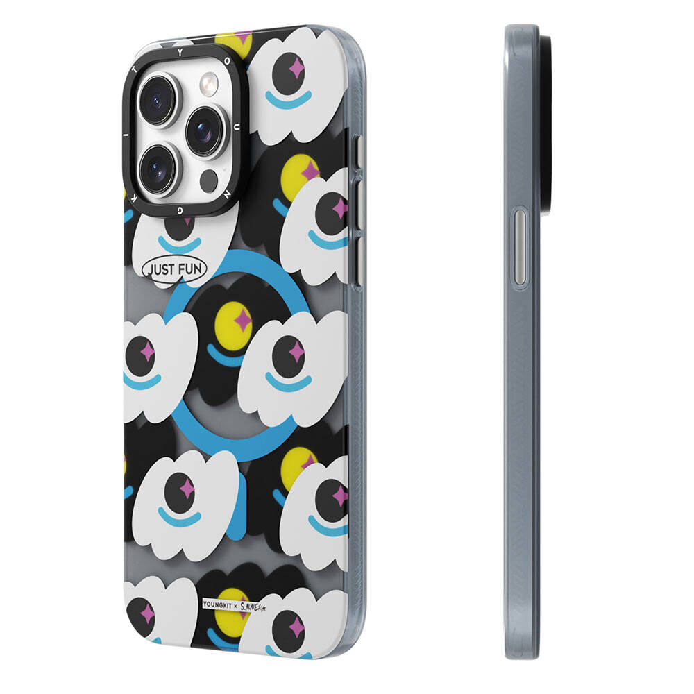 Apple iPhone 14 Pro Max Kılıf M-safe Şarj Özellikli Youngkit Happy View Serisi Kapak Mavi