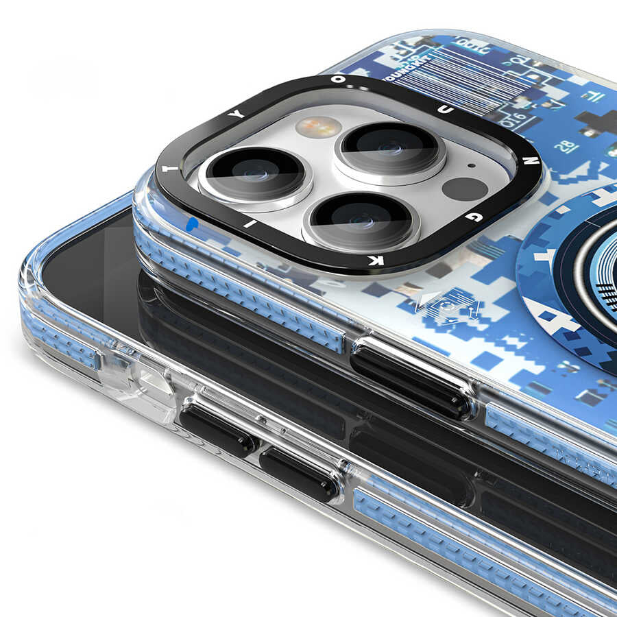 Apple iPhone 14 Pro Max Kılıf M-safe Şarj Özellikli YoungKit Kamuflaj Serisi Kapak Beyaz