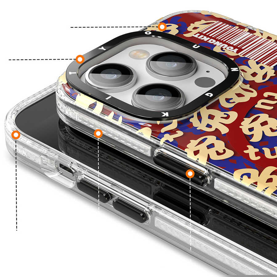 Apple iPhone 14 Pro Max Kılıf M-safe Şarj Özellikli Youngkit Play Rabbit Serisi Kapak Kırmızı