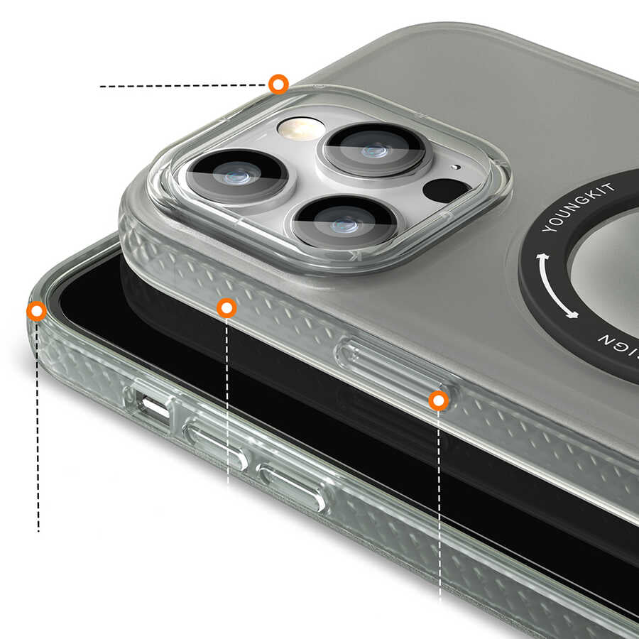 Apple iPhone 14 Pro Max Kılıf M-safe Şarj Özellikli Youngkit Rock Serisi Kapak Mavi