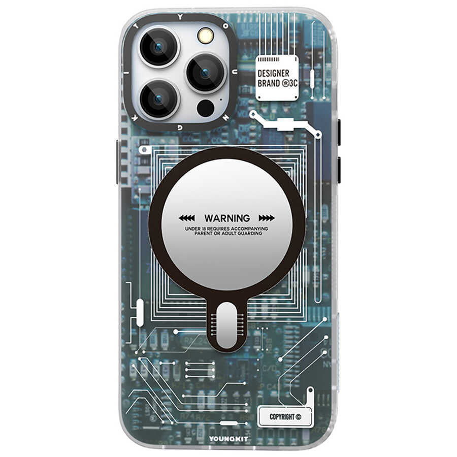 Apple iPhone 14 Pro Max Kılıf M-safe Şarj Özellikli YoungKit Technology Serisi Kapak Mor