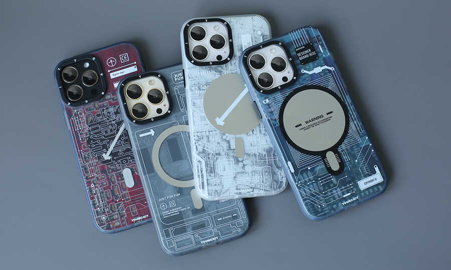 Apple iPhone 14 Pro Max Kılıf M-safe Şarj Özellikli YoungKit Technology Serisi Kapak Kırmızı