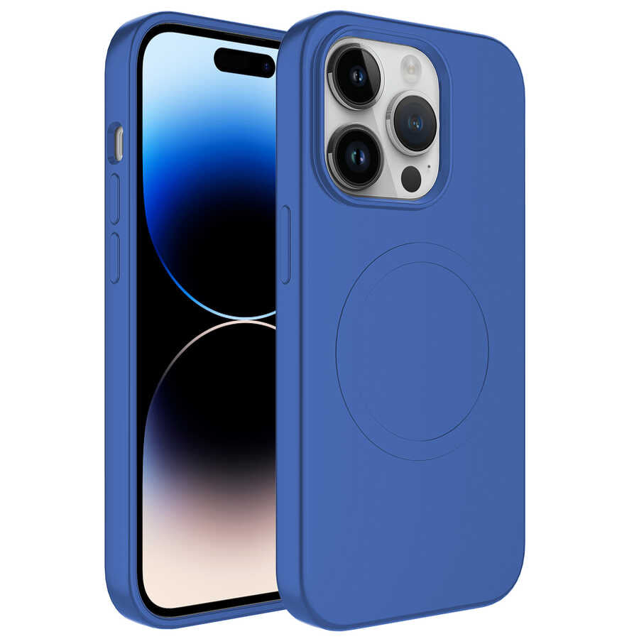 Apple iPhone 14 Pro Max Kılıf M-safe Wireless Şarj Özellikli Pastel Renk Silikon Zore Plas Kapak