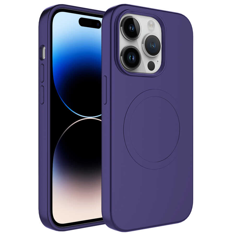 Apple iPhone 14 Pro Max Kılıf M-safe Wireless Şarj Özellikli Pastel Renk Silikon Zore Plas Kapak