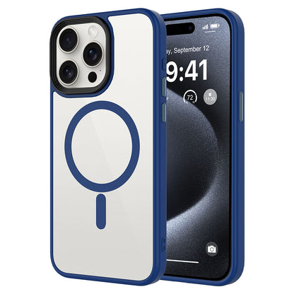 Apple iPhone 14 Pro Max Kılıf Mat Arka Yüzey Wireless Şarj Özellikli Zore Flet M-safe Kapak Mavi