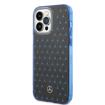 Apple iPhone 14 Pro Max Kılıf Mercedes Benz Çift Katmanlı Yıldız Desenli Dizayn Kapak Siyah-Gümüş