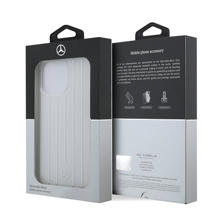 Apple iPhone 14 Pro Max Kılıf Mercedes Benz Orjinal Lisanslı New Urban 3 Sert PC Paralel Çizgi Desenli Kapak Beyaz