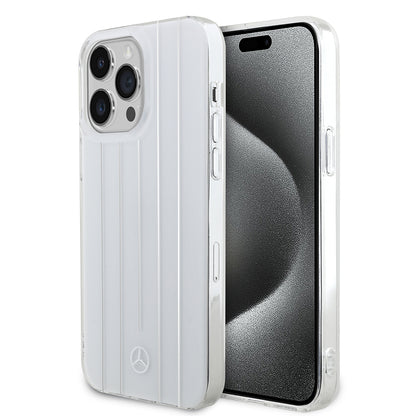 Apple iPhone 14 Pro Max Kılıf Mercedes Benz Orjinal Lisanslı New Urban 3 Sert PC Paralel Çizgi Desenli Kapak Beyaz