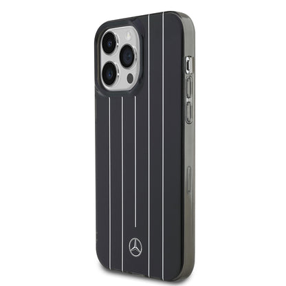 Apple iPhone 14 Pro Max Kılıf Mercedes Benz Orjinal Lisanslı New Urban 3 Sert PC Paralel Çizgi Desenli Kapak Siyah