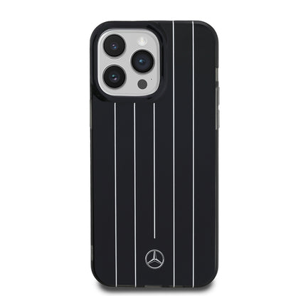 Apple iPhone 14 Pro Max Kılıf Mercedes Benz Orjinal Lisanslı New Urban 3 Sert PC Paralel Çizgi Desenli Kapak Siyah