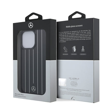 Apple iPhone 14 Pro Max Kılıf Mercedes Benz Orjinal Lisanslı New Urban 3 Sert PC Paralel Çizgi Desenli Kapak Beyaz