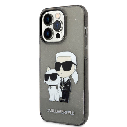 Apple iPhone 14 Pro Max Kılıf Karl Lagerfeld Transparan Simli K&C Dizayn Kapak Renksiz