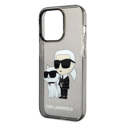 Apple iPhone 14 Pro Max Kılıf Karl Lagerfeld Transparan Simli K&C Dizayn Kapak Renksiz
