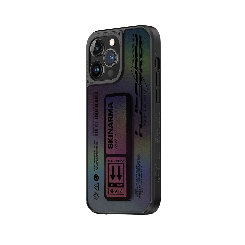 Apple iPhone 14 Pro Max Kılıf SkinArma Holografik Tasarımlı Standlı Deri Görünümlü Kira Kobai Kapak Colorful
