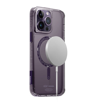 Apple iPhone 14 Pro Max Kılıf SkinArma Şeffaf Airbag Tasarımlı M-safe Şarj Özellikli Saido Kapak Mor