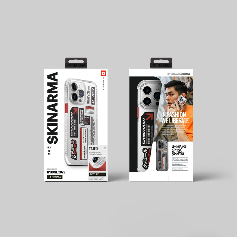 Apple iPhone 14 Pro Max Kılıf SkinArma Şeffaf Desenli Airbag Tasarımlı Taito Kapak Füme