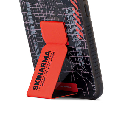 Apple iPhone 14 Pro Max Kılıf SkinArma Şeffaf Desenli Standlı Ryoiki Kapak Siyah-Kırmızı