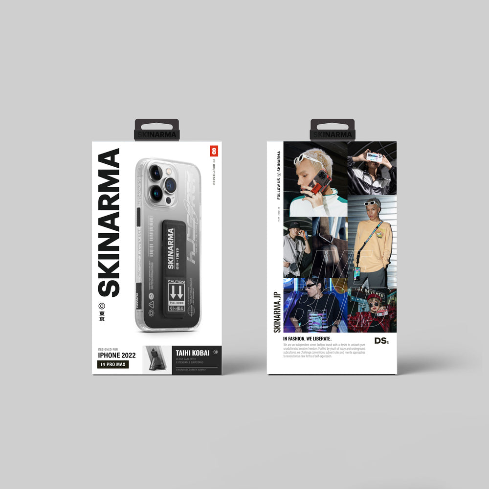 Apple iPhone 14 Pro Max Kılıf SkinArma Standlı Şeffaf Tasarımlı Taihi Kobai Kapak Siyah