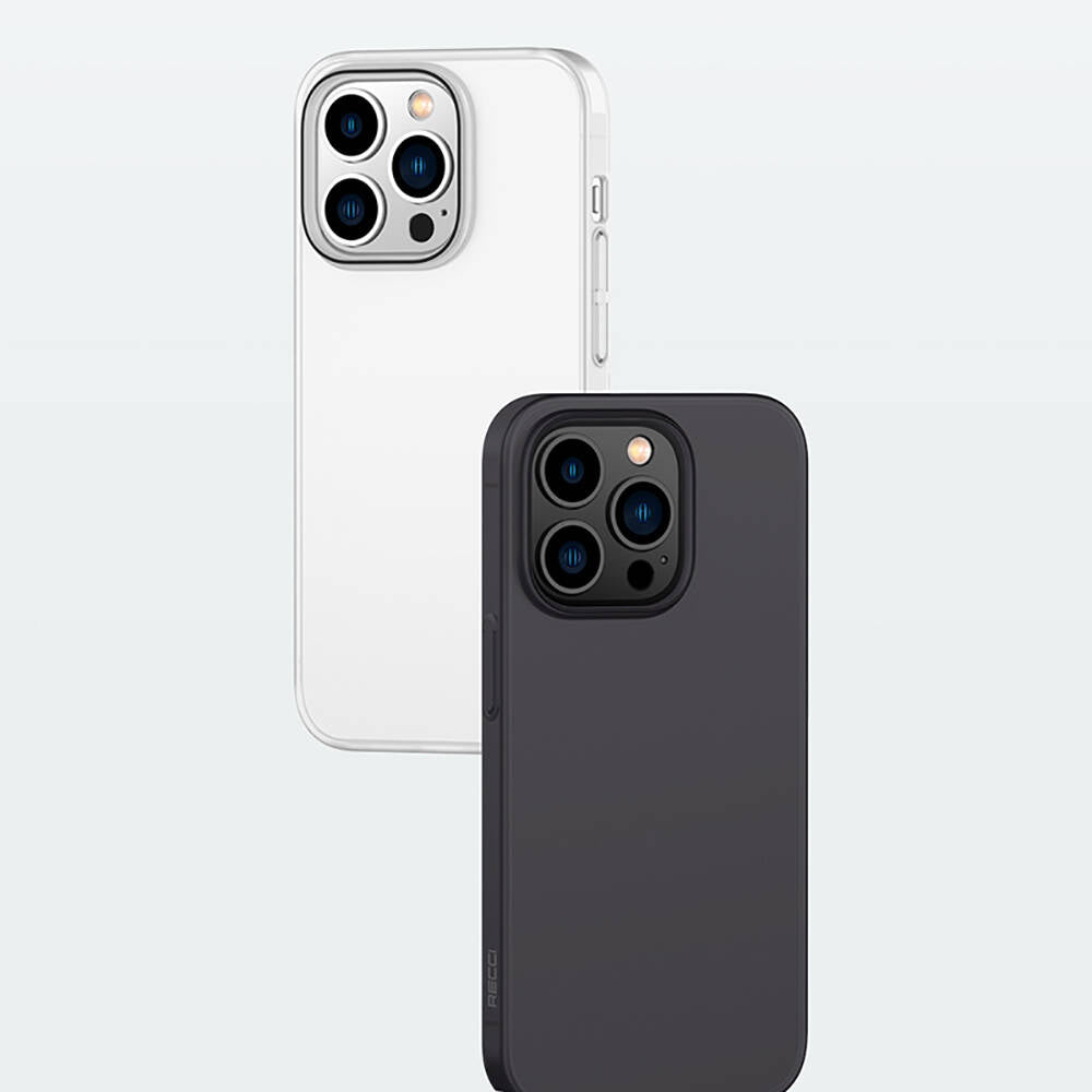 Apple iPhone 14 Pro Max Kılıf Ultra İnce Mat PC Arka Yüzey Recci Elite Serisi Kapak Gri