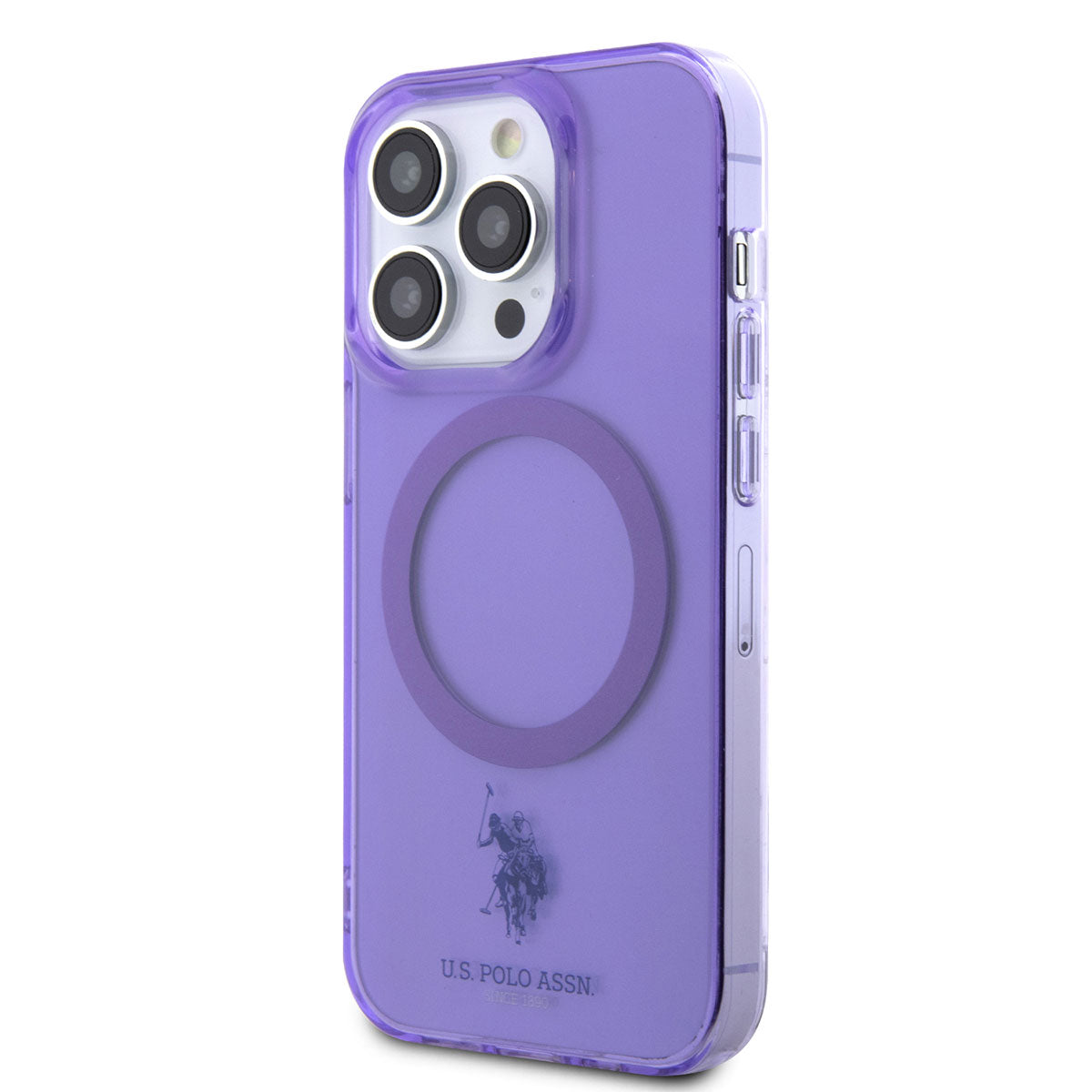 Apple iPhone 14 Pro Max Kılıf U.S. POLO ASSN. M-safe Şarj Özellikli Transparan Tasarım Kapak Pembe