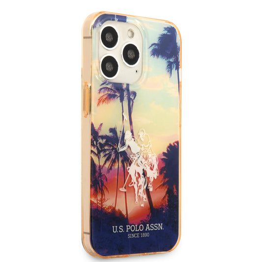 Apple iPhone 14 Pro Max Kılıf U.S. POLO ASSN. Renkli Ağaç Baskılı Dizayn Kapak Kırmızı