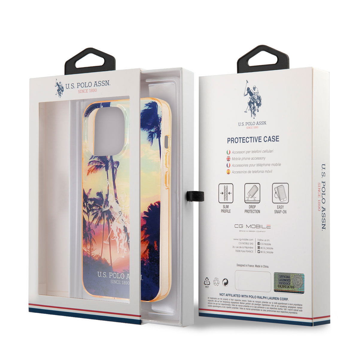 Apple iPhone 14 Pro Max Kılıf U.S. POLO ASSN. Renkli Ağaç Baskılı Dizayn Kapak Kırmızı