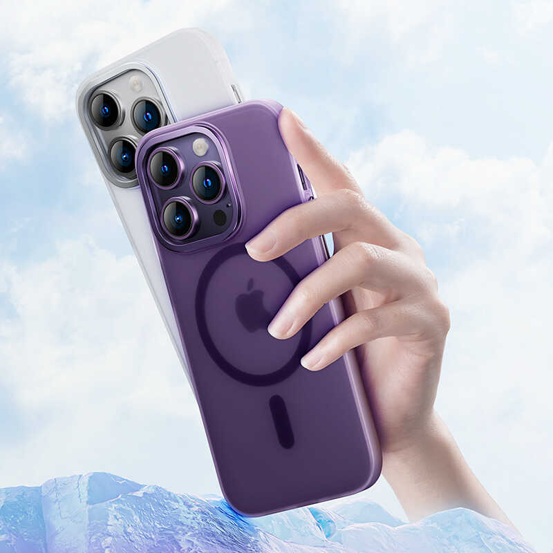 Apple iPhone 14 Pro Max Kılıf Wireless Şarj Destekli Benks Yeni Seri Magnetik Haze Kapak Gümüş