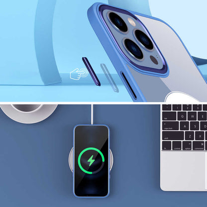 Apple iPhone 14 Pro Max Kılıf Wireless Şarj Özellikli Zore Krom M-safe Silikon Kapak Pembe Açık