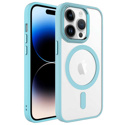 Apple iPhone 14 Pro Max Kılıf Wireless Şarj Özellikli Zore Krom M-safe Silikon Kapak Yeşil