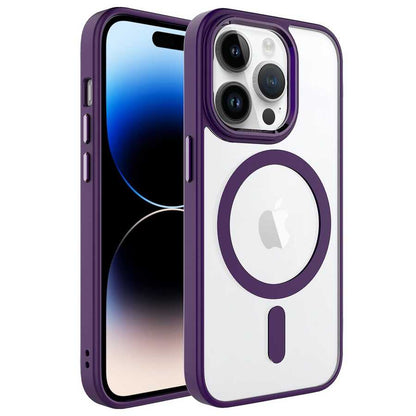 Apple iPhone 14 Pro Max Kılıf Wireless Şarj Özellikli Zore Krom M-safe Silikon Kapak