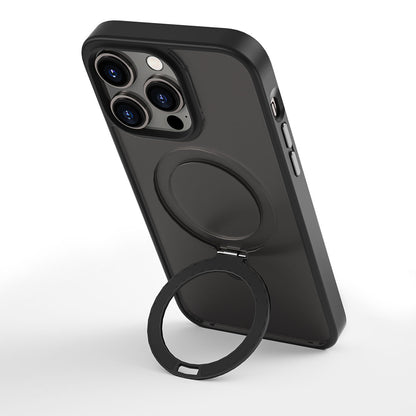 Apple iPhone 14 Pro Max Kılıf Wiwu ZMM-010 M-safe Şarj Özellikli Parmak İzi Bırakmayan Mat Transparan Standlı Kapak Siyah