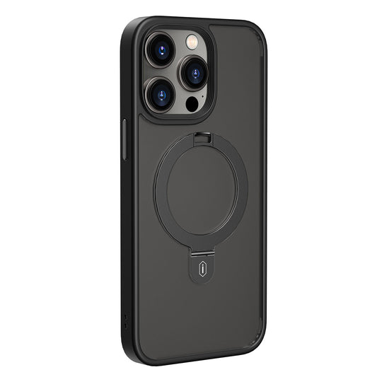 Apple iPhone 14 Pro Max Kılıf Wiwu ZMM-010 M-safe Şarj Özellikli Parmak İzi Bırakmayan Mat Transparan Standlı Kapak