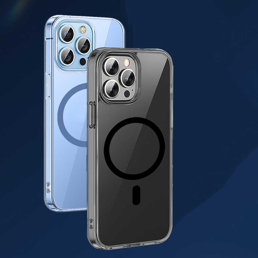 Apple iPhone 14 Pro Wiwu M-safe Şarj Özellikli Lens Korumalı Şeffaf Silikon Kapak Renksiz