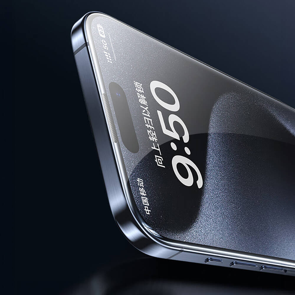 Apple iPhone 14 Pro Wiwu SQ-008 Oleofobik Easy Install Darbeye Karşı Dayanıklı Temperli Cam Ekran Koruyucu + Kolay Uygulama Aparatlı Siyah