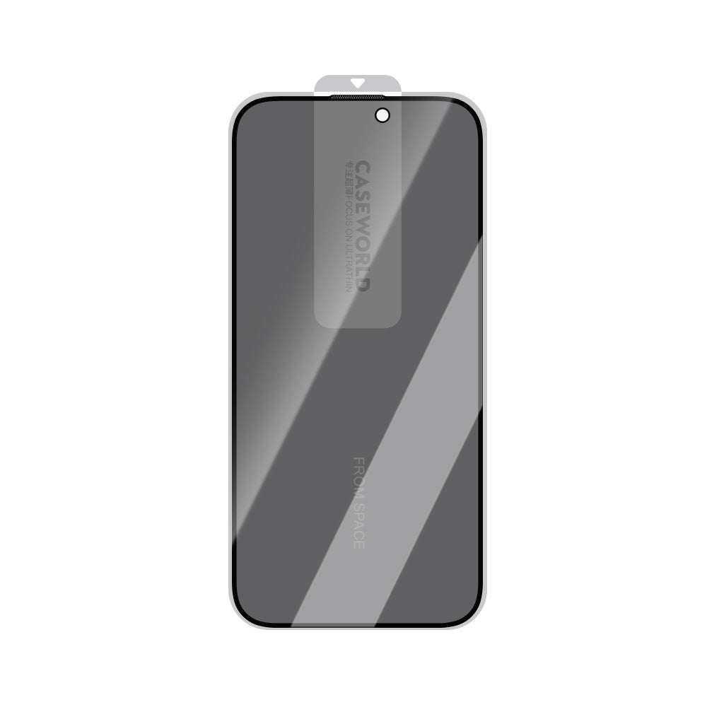 Apple iPhone 15 CaseWorld 0.25mm Privacy 3D Temperli Cam Ekran Koruyucu + Uygulama Aparatlı Siyah