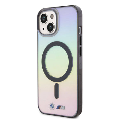 Apple iPhone 15 Kılıf BMW M-safe Şarj Özellikli Transparan Renk Geçişli Iridescent Orjinal Lisanslı Kapak Karışık