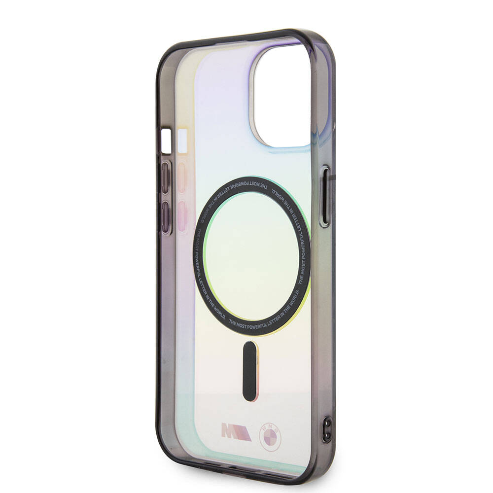 Apple iPhone 15 Kılıf BMW M-safe Şarj Özellikli Transparan Renk Geçişli Iridescent Orjinal Lisanslı Kapak Karışık
