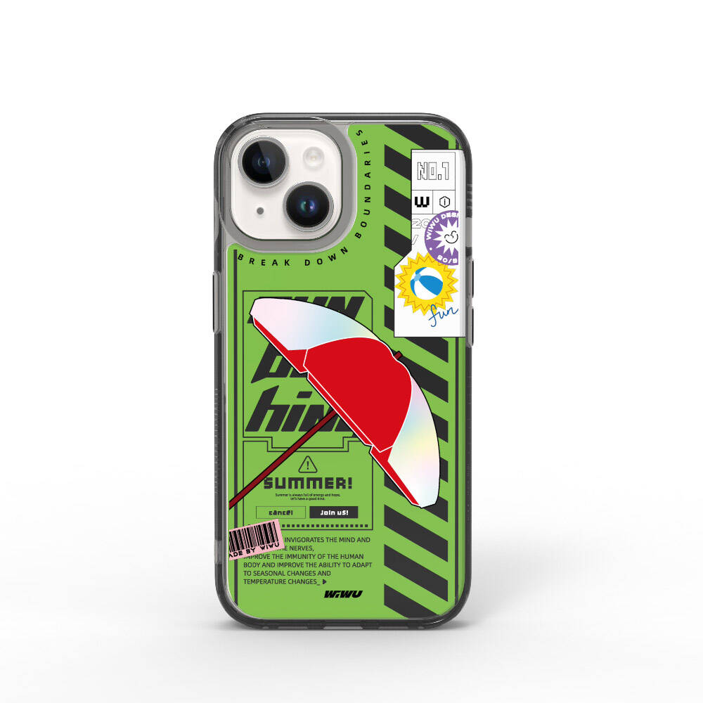 Apple iPhone 15 Kılıf Çift Katman Desenli Wiwu Summer Serisi Kapak Mavi