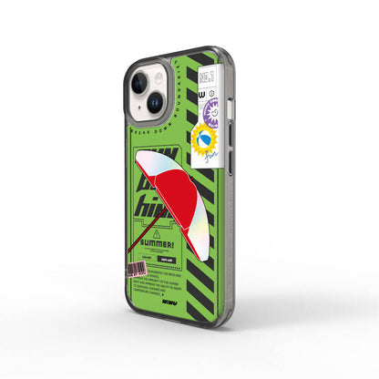 Apple iPhone 15 Kılıf Çift Katman Desenli Wiwu Summer Serisi Kapak Pembe