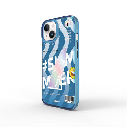 Apple iPhone 15 Kılıf Çift Katman Desenli Wiwu Summer Serisi Kapak Mavi