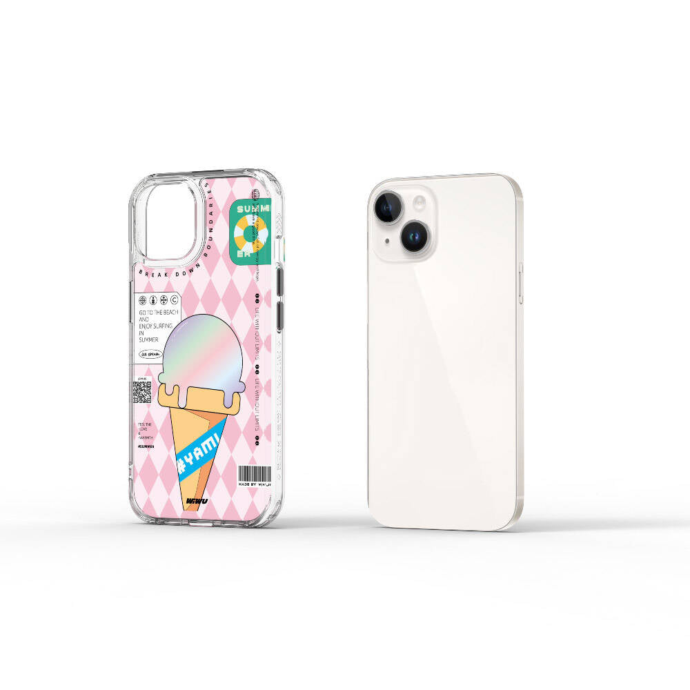 Apple iPhone 15 Kılıf Çift Katman Desenli Wiwu Summer Serisi Kapak Mavi