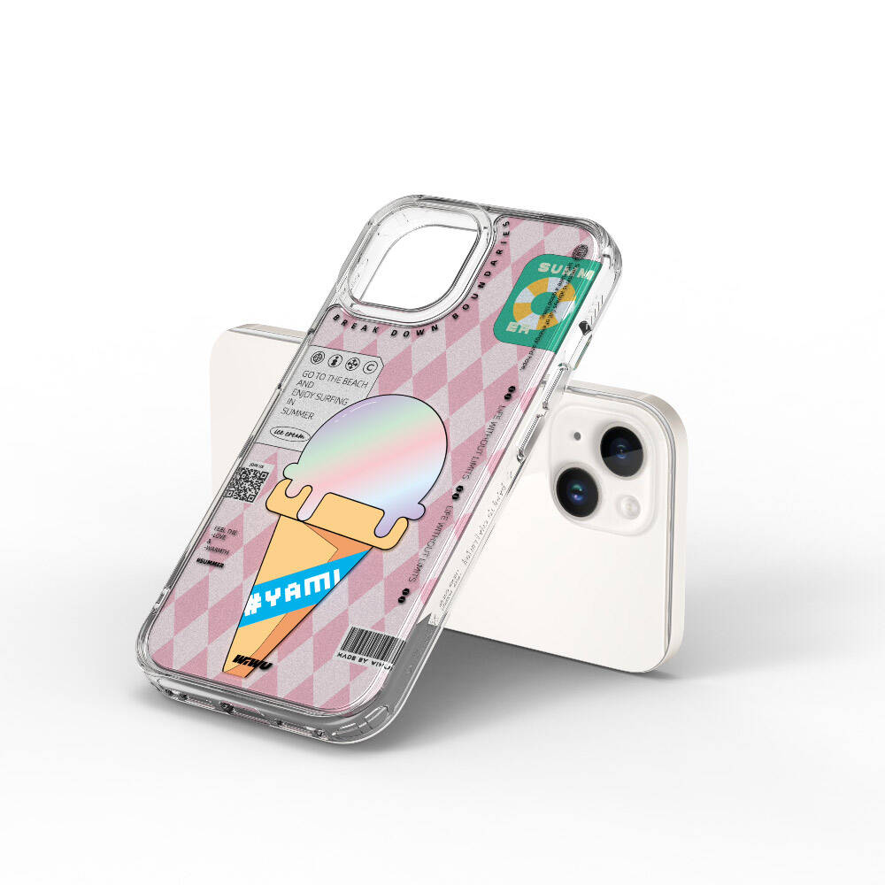 Apple iPhone 15 Kılıf Çift Katman Desenli Wiwu Summer Serisi Kapak Mavi