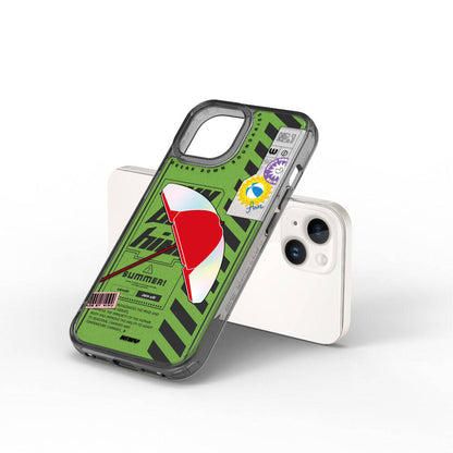 Apple iPhone 15 Kılıf Çift Katman Desenli Wiwu Summer Serisi Kapak Yeşil