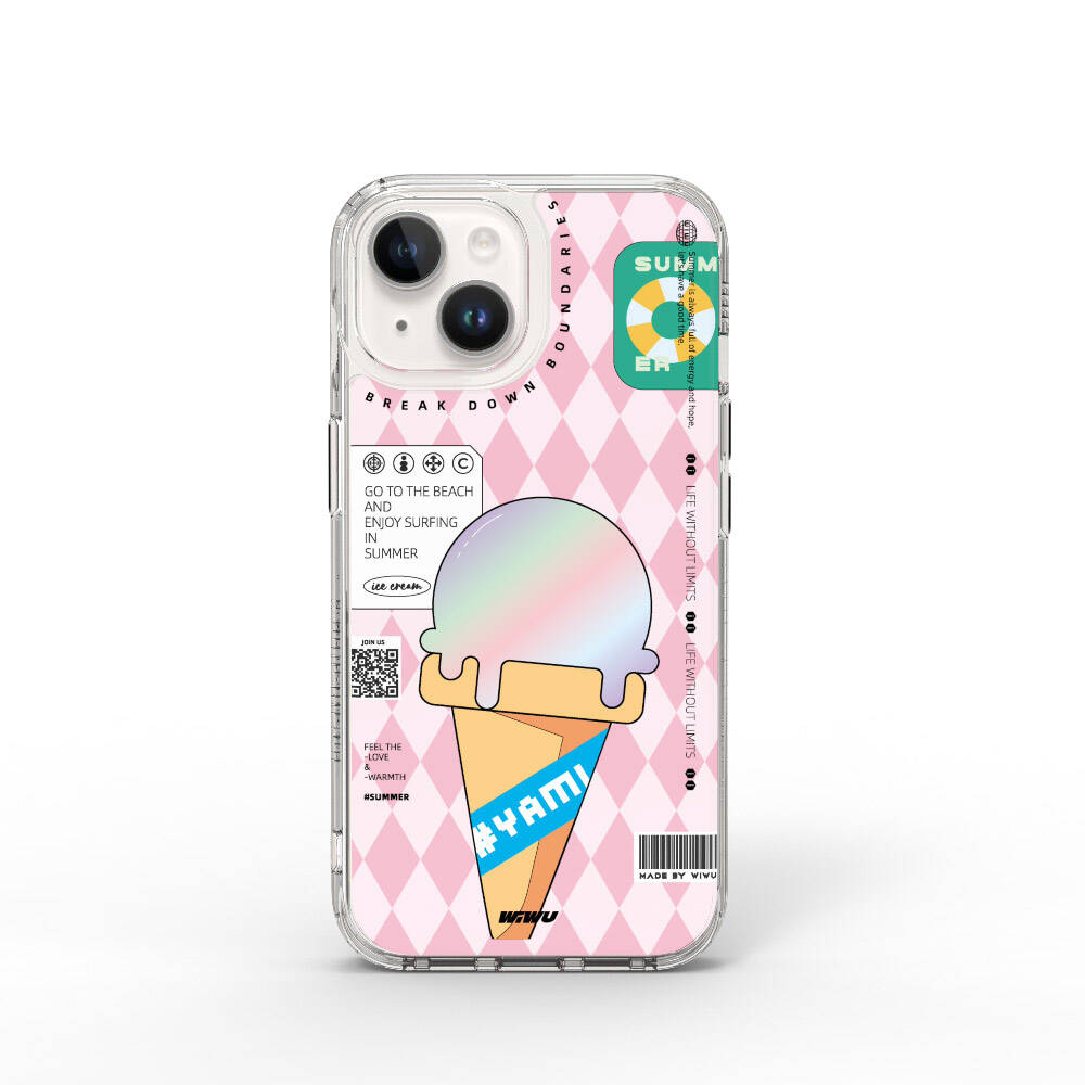 Apple iPhone 15 Kılıf Çift Katman Desenli Wiwu Summer Serisi Kapak Pembe