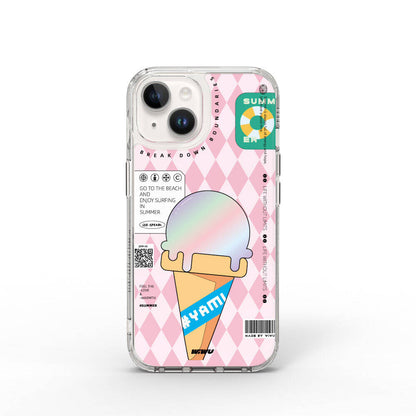 Apple iPhone 15 Kılıf Çift Katman Desenli Wiwu Summer Serisi Kapak Pembe