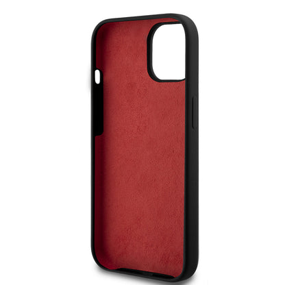 Apple iPhone 15 Kılıf Ferrari Orjinal Lisanslı Metal Logolu SF Yazılı Kapak Siyah