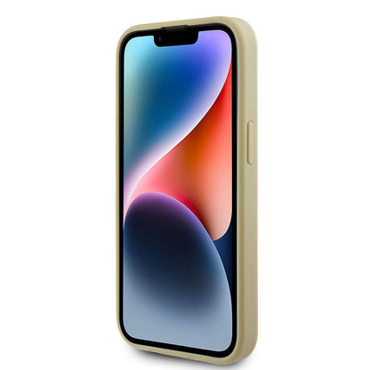 Apple iPhone 15 Kılıf Guess Orjinal Lisanslı 4G Büyük Metal Logolu Glitter Kapak Pembe